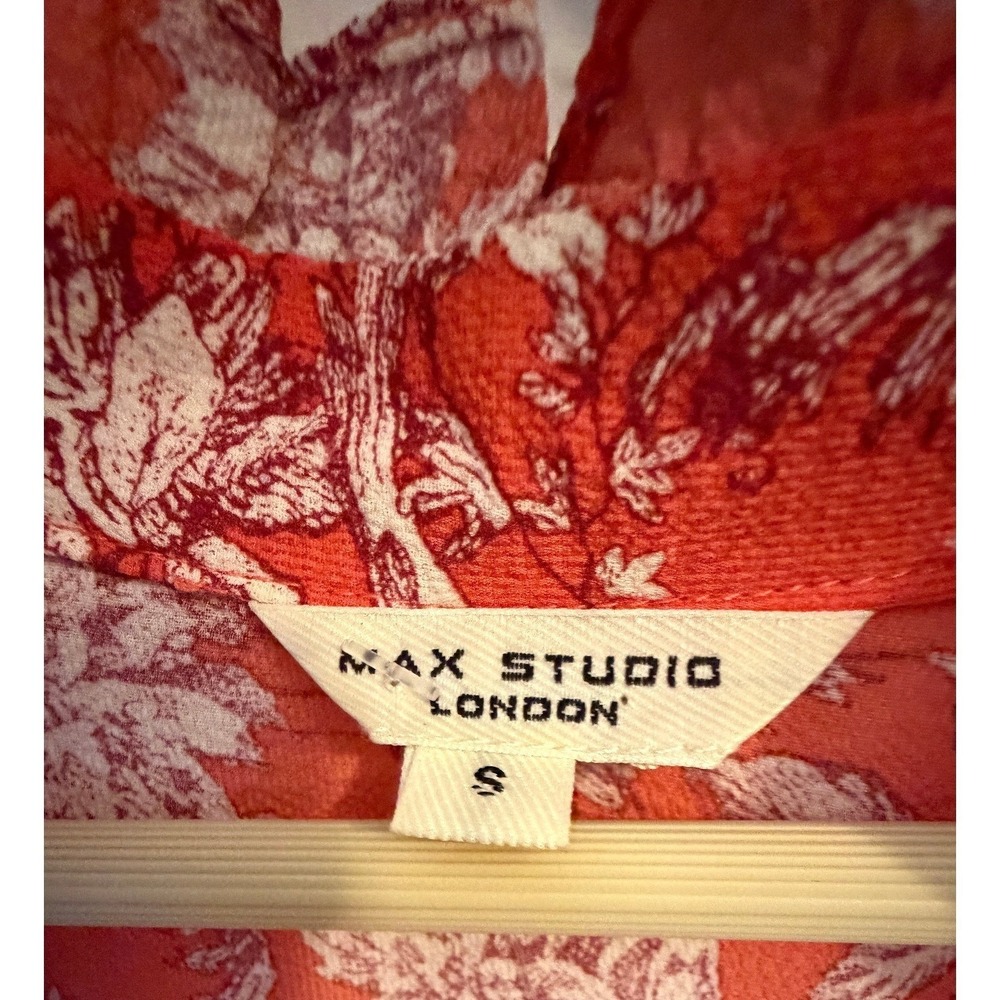 Max Studio London Coral Floral Maxi Dress Smocked Waist Boho Tiered Small - Picture 4 of 4